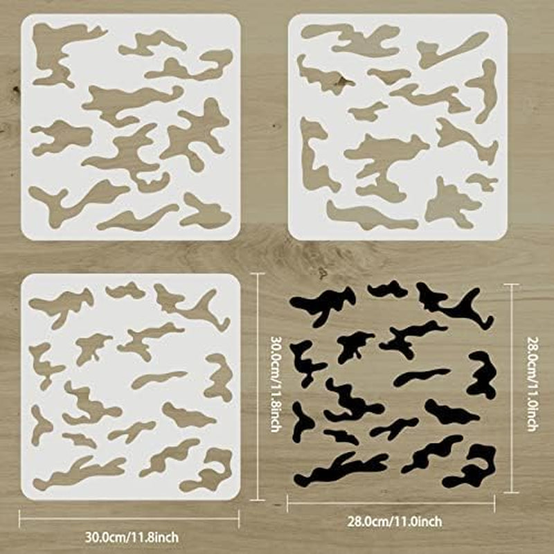 3 Pcs Camo Stencil Kit 11.8X11.8Inch Camo Stencils for Spray Paint Camouflage Pattern Stencils for Painting on Wood, Canvas, Paper, Fabric, Floor, Wall and Tile