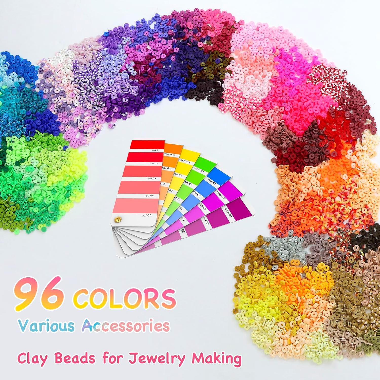 15000Pcs Clay Beads Bracelet Making Kit, 96 Colors Polymer Heishi Beads with Charms Pendant Charms Elastic Strings,Diy Arts Friendship Crafts Gifts for Girls