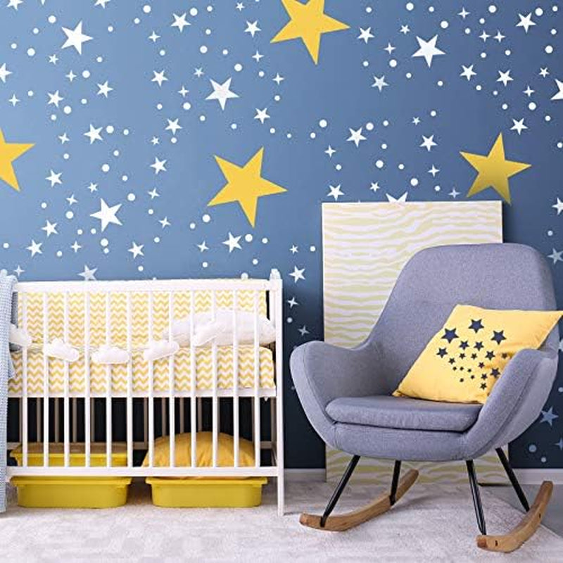 6 Pieces Star Stencil Kit Reusable Twinkle Star Template Assorted Star Pattern Stencils in Different Sizes with Metal Open Ring for Painting on Tile Wall Home Decor Paper Fabric