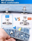 Jeans Button Replacement No Sew:  24 Sets Metal Buttons for Pants - Instant Adjustable Button - Tighten Waist Size by 1 Inch or Extend an Extra Inch - Contains a Removable Screwdriver
