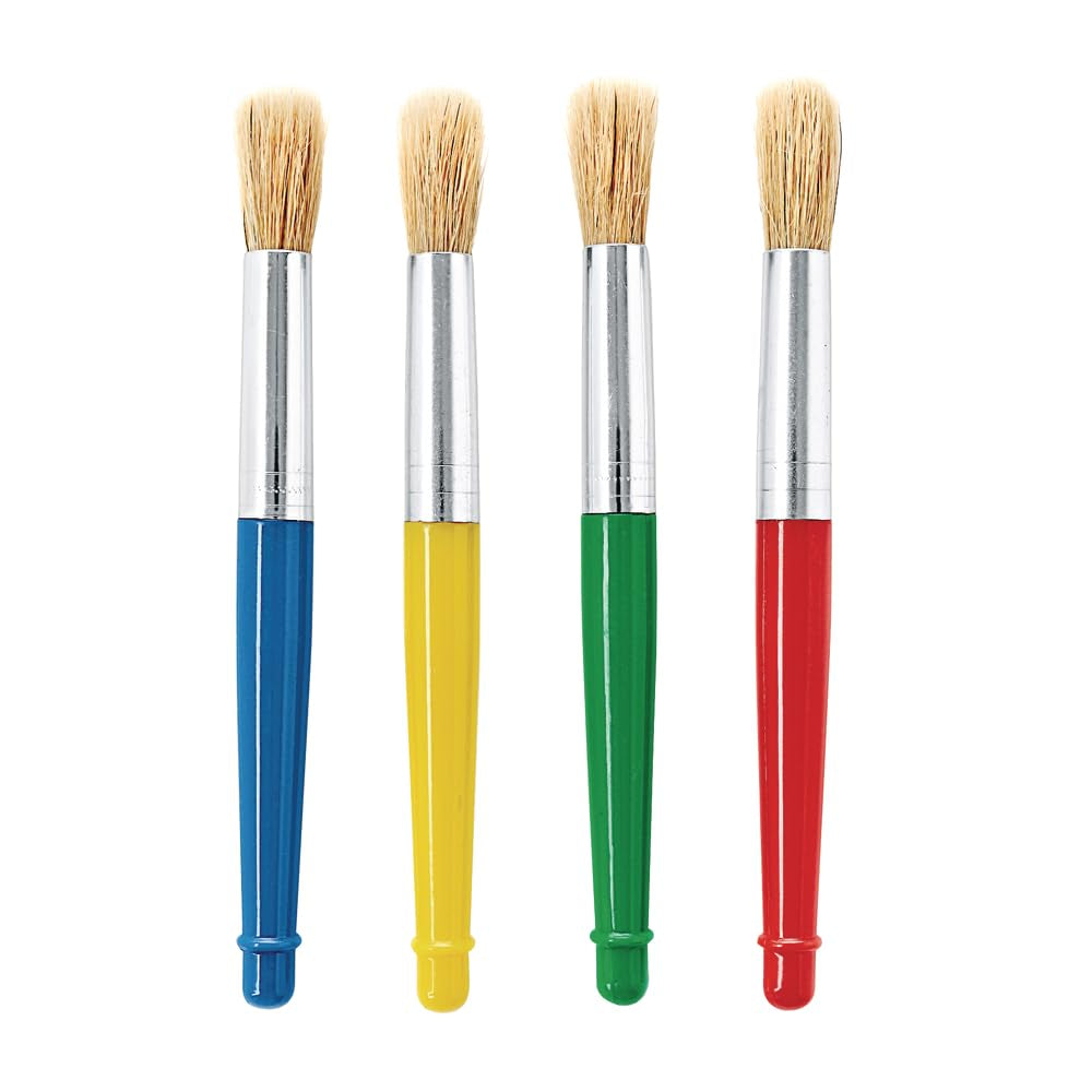 Plastic Handle Jumbo Chubby Paint Brushes for Kids Painting Multipack (12 Pack), Model:Btpb