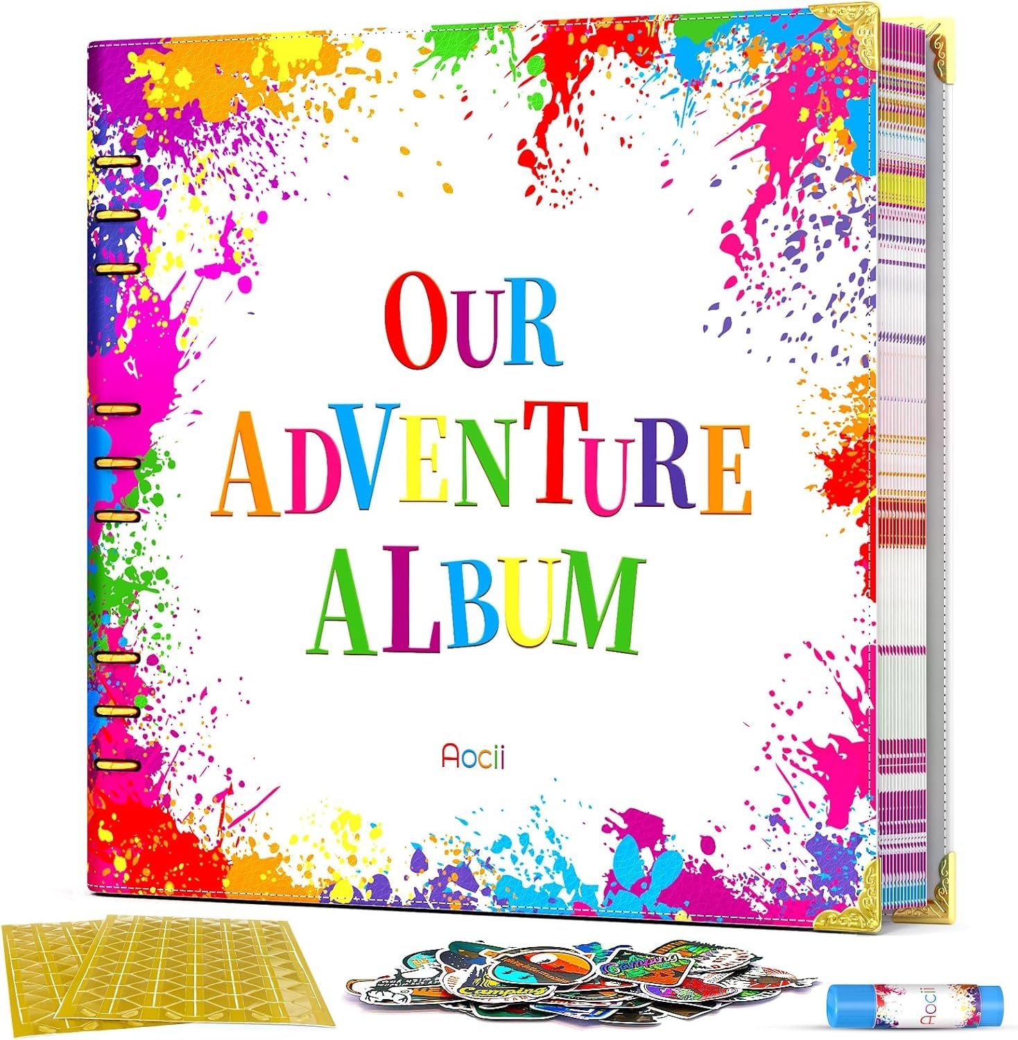 Scrapbook Photo Album, 12" X 12" Extra Large Size, PU Leather Cover, Memory Book for Anniversary, Wedding, Travelling, Baby Shower, Etc, Luxury Hardbound Edition, with Gift Box