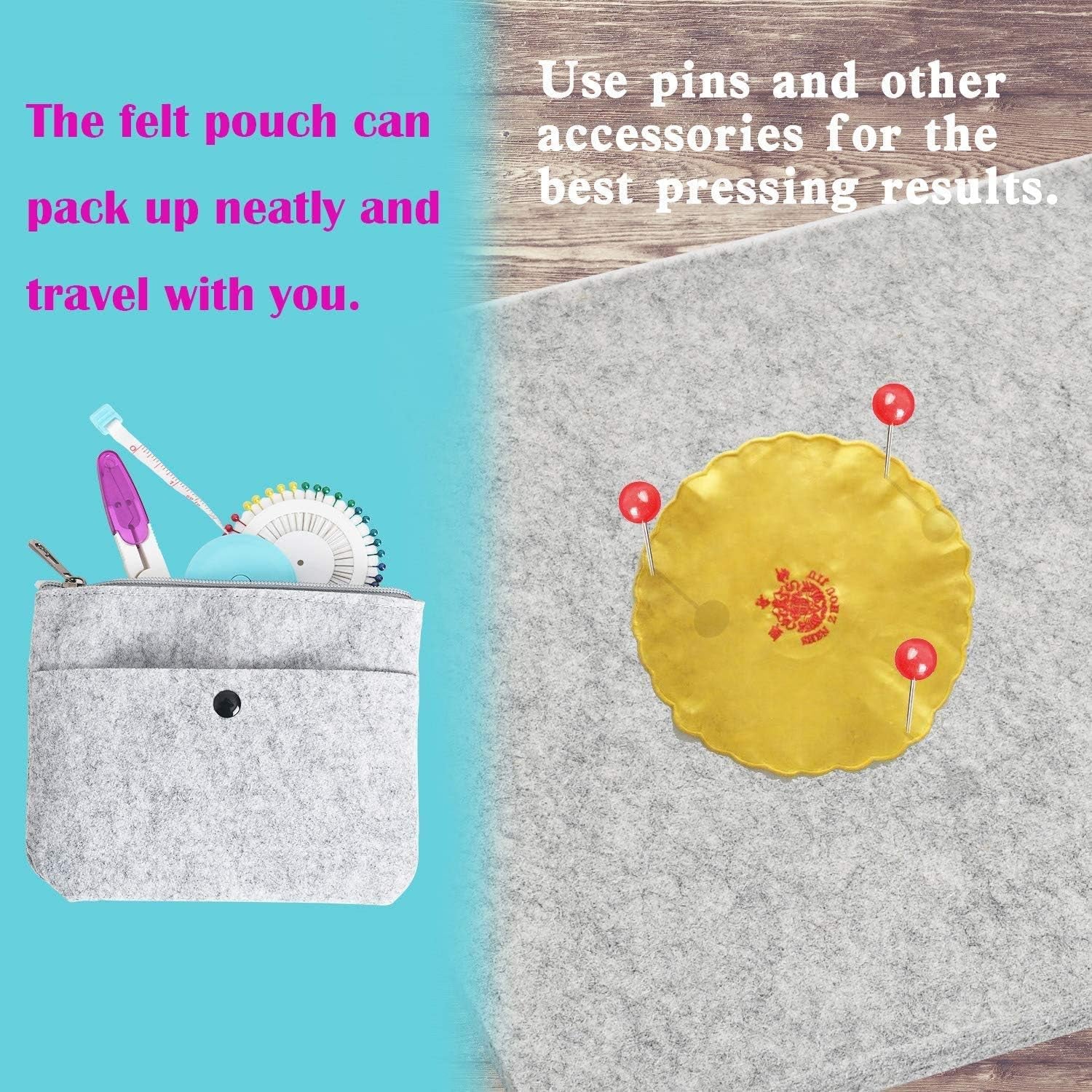 17"X13.5" Wool Pressing Mat 100% New Zealand Felted Wool Ironing Mat Pad Sewing Machine Muffling Mat for Quilting Wooly Felted Iron Board for Retains Heat Great for Quilting &amp; Sewing Projects