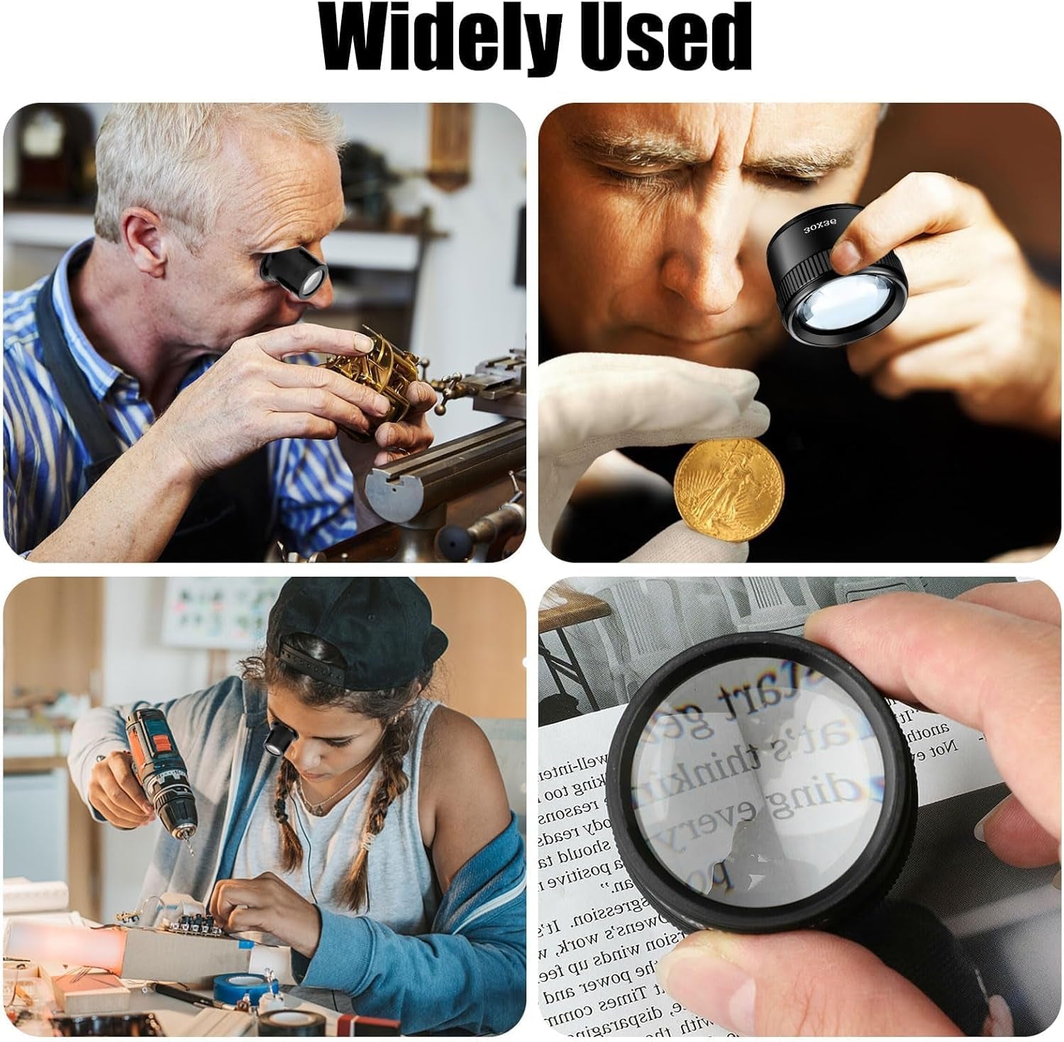 Eye Loop, 5PCS Jewelers Loupe Magnifier, 5X 10X 15X 20X Magnifying Eye Glass Pieces for Watchmaker