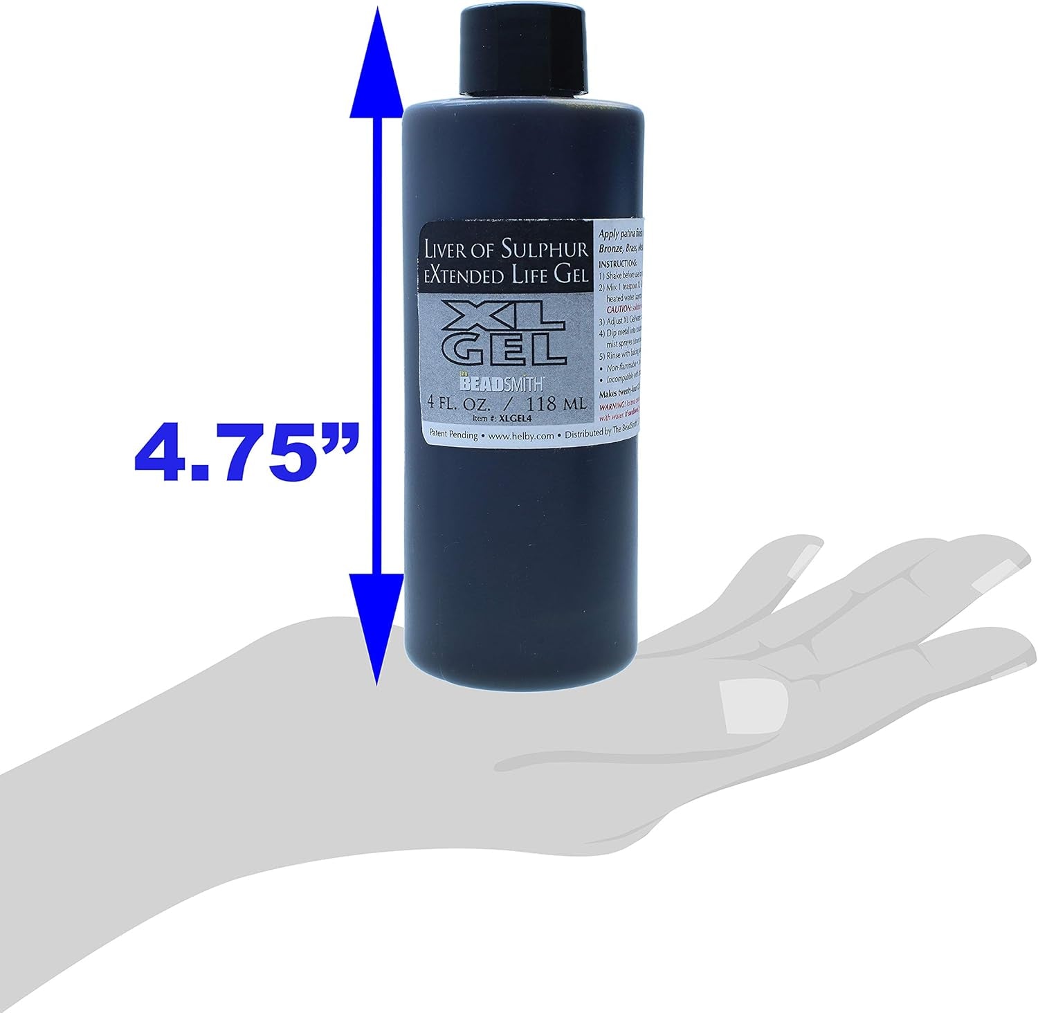 XL Gel Liver of Sulfur Extended Life Gel 4 Fluid Ounces (118Ml) Bottle Apply a Patina Finish to Silver Copper and Other Metal for Oxidized Look on Art and Jewelry Projects