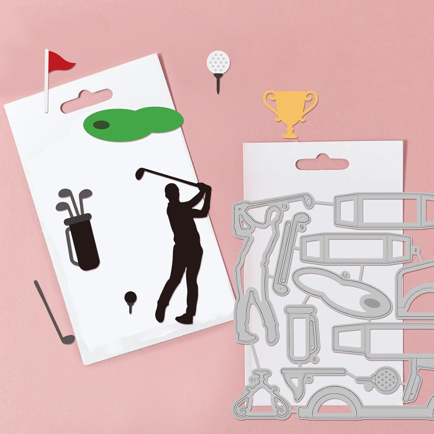 Golf Cart Cutting Dies for DIY Scrapbooking Metal Golf Tools Sport Die Cuts Embossing Stencils Template for Paper Card Making Decoration Album Craft Decor