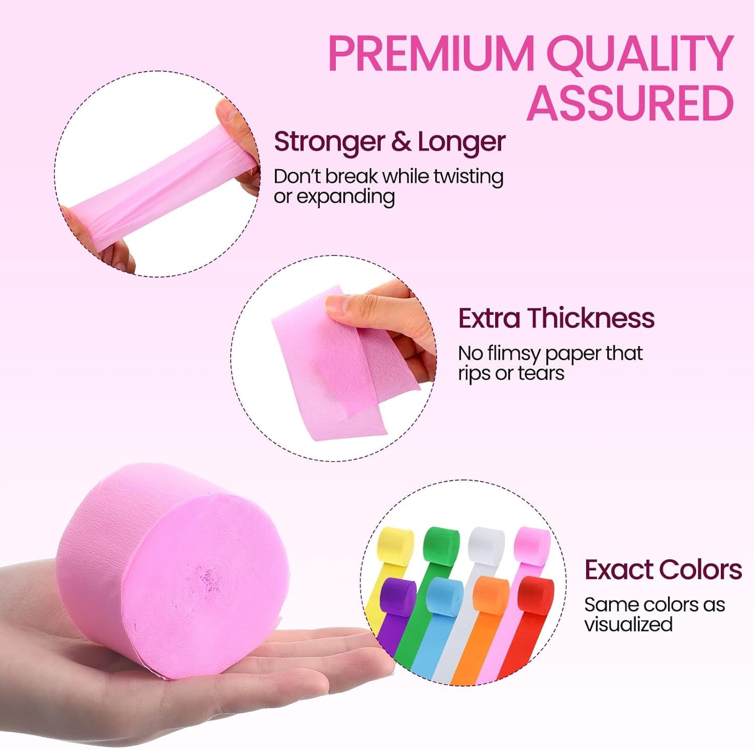 48 Rolls Crepe Paper Streamers Rainbow Streamers Party Decoration 8 Colors Party Streamers for Birthday Party Wedding Ceremony Baby Shower DIY Crafts