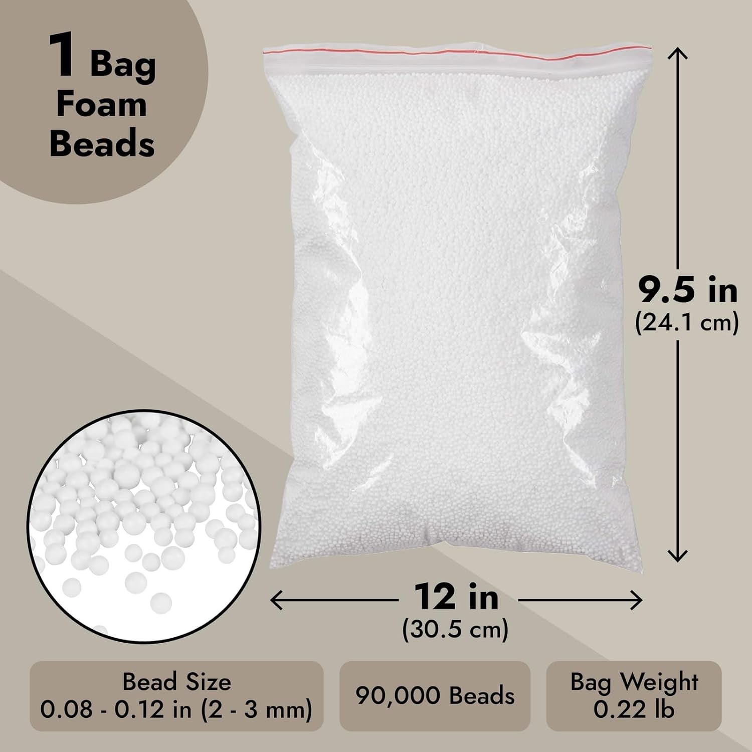 90,000 Pieces Foam Beads for Slime, White Polystyrene Beads for Kids DIY Craft, Party Decoration (0.08-0.12 In)