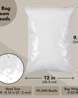 90,000 Pieces Foam Beads for Slime, White Polystyrene Beads for Kids DIY Craft, Party Decoration (0.08-0.12 In)