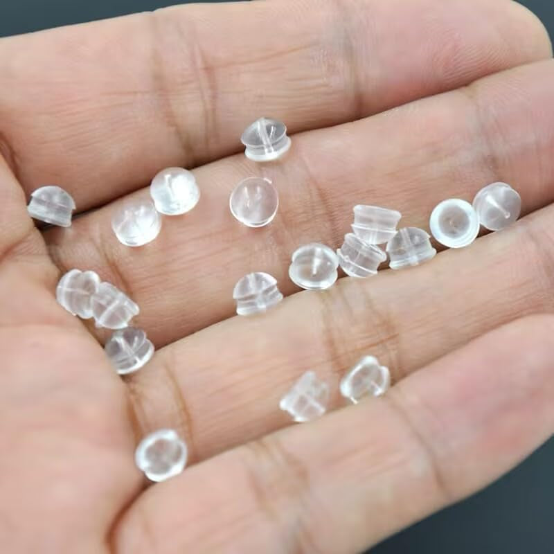 Earring Backs Rubber,50Pcs Soft Clear Earring Backs for Studs,Hypoallergenic Silicone Earrings Backs Replacement for Women(Round）