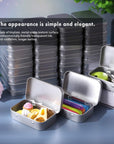 Metal Rectangular Empty Hinged Tins - Pack of 40 Silver Mini Portable Box Small Storage Kit & Home Organizer with Lids Craft Containers 3-1/2''X2-1/2''X4/5''