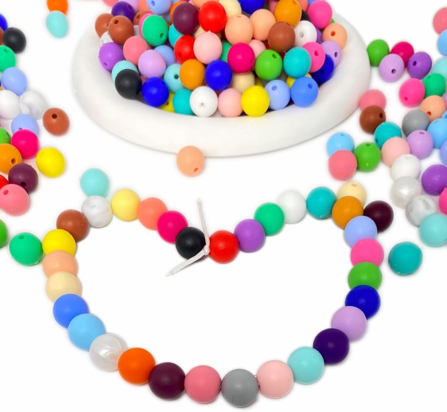 300Pcs Silicone Beads, 12Mm round Silicone Beads Bulk for Keychain Making Kit 30 Colors Rubber Beads Silicone Focal Beads Loose Beads for Necklace Bracelet Lanyard Making