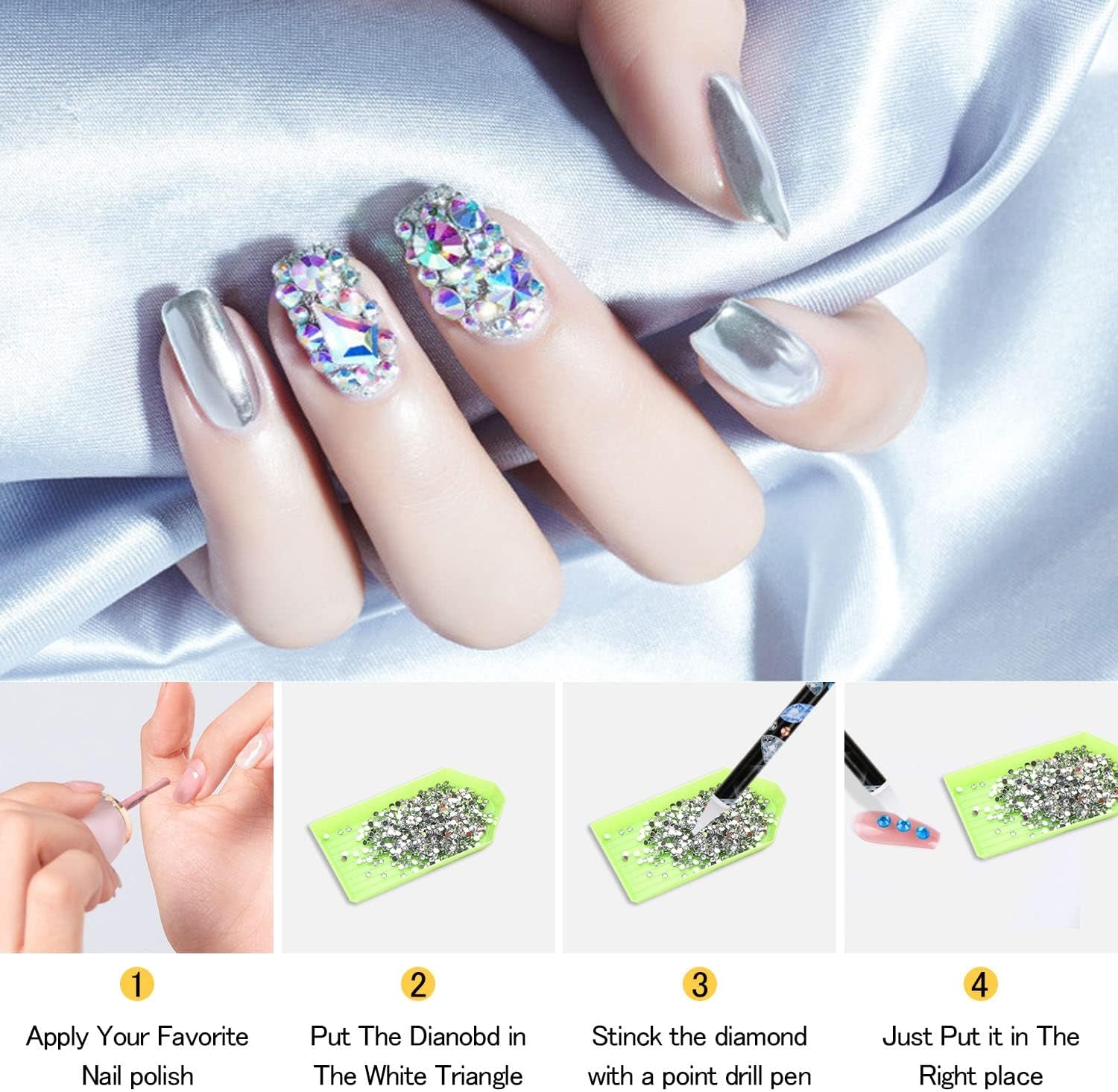 9 Pcs Diamond Painting Pen Rhinestone Picker Pencil Set Self Adhesive Nail Dotting Wax Pen with Pencil Sharpener Resin Point Drill Pens 5D Crystal Gem Pick up Tools DIY Nail Art Accessories