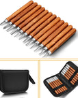 Wood Carving Tools,  12 Set SK2 Carbon Steel Sculpting Knife Kit for Beginners & Professions