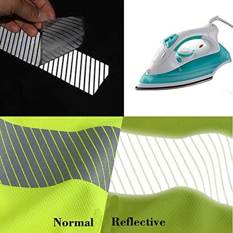 2" Safety Silver Reflective Iron on Fabric Clothing Tape Stripe Heat Transfer Vinyl Film M02 (2" X 33Ft)