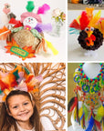Colorful Craft Turkey Feathers - 300Pcs 3-5Inch Colored Feathers for Kindergarten DIY Crafts,Wedding Home Party Decorations,Dream Catcher Supplies(Turkey Colorful)