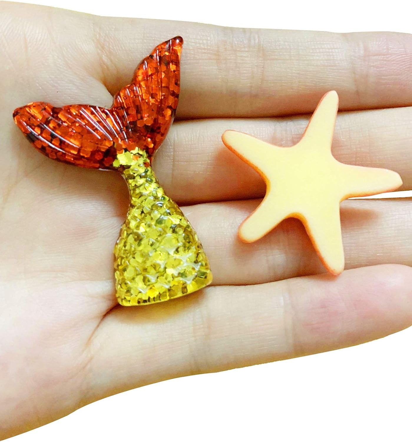 100Pcs Miniature Ocean Animals Mermaid Fish Dolphins Glitter Charms Decoration Flatback Resin Sets for DIY Fairy Garden Accessories Crafts