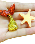 100Pcs Miniature Ocean Animals Mermaid Fish Dolphins Glitter Charms Decoration Flatback Resin Sets for DIY Fairy Garden Accessories Crafts