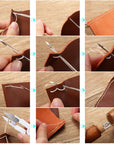12 Pieces Leather Sewing Awl Hand Stitcher with Craft Accessories Set, Hand Awl Tool, 3 Sizes Needles and Replacement Spools of Thread, Stitching Awl Tool Kit (Multicolor)