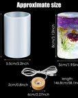 3 Pieces Cylinder Light Resin Silicone Mold Set, Include Resin Cylinder Light Mold and USB Powered Wooden Lighted Base Stand for DIY Table Candle Desktop Lamp Ornaments Home Decorations