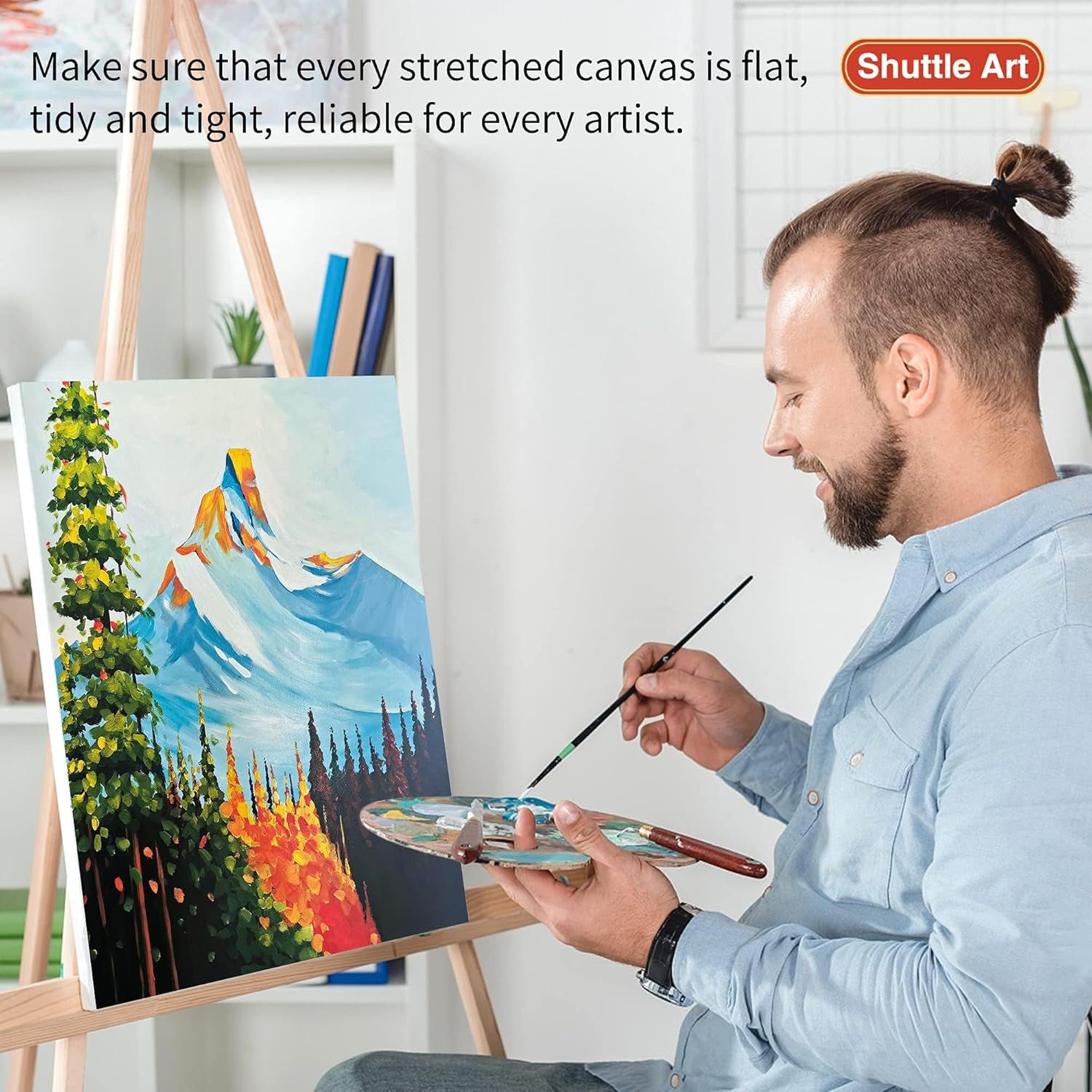 Canvases for Painting,  34 Pack Multi Sizes Stretched Canvas and Canvas Panels, 5X7”, 8X10”, 9X12”, 11X14”, 100% Cotton Primed Canvas Boards for Painting, Blank Canvas for Acrylic Oil Paint
