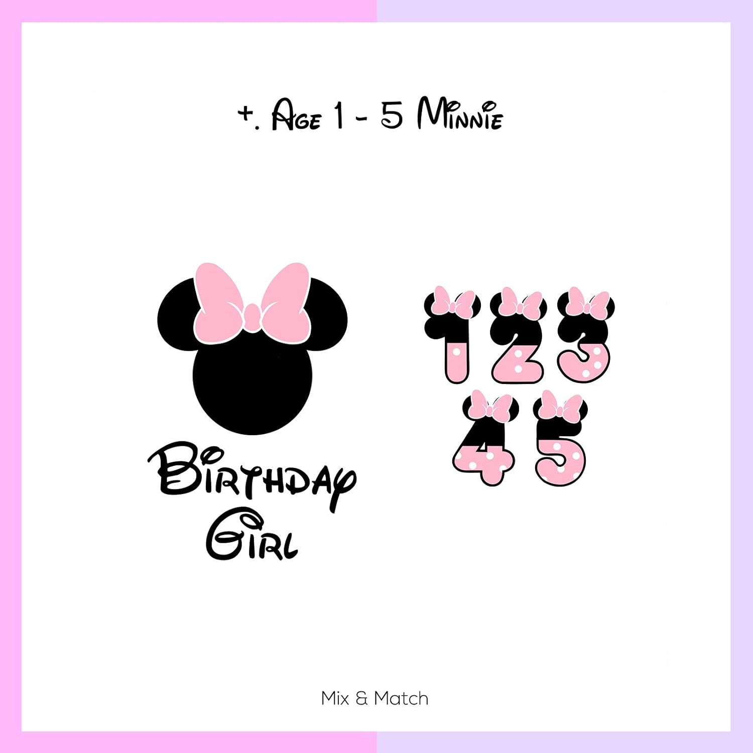 Iron on Decals for Family Shirts - Matching Tees Mouse Silhouette Heat Transfer Vinyl Patches for Theme Park Vacation Birthday Party Clothing Patches - Girl Set,Red Black Pink,Mmouse - 001