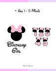 Iron on Decals for Family Shirts - Matching Tees Mouse Silhouette Heat Transfer Vinyl Patches for Theme Park Vacation Birthday Party Clothing Patches - Girl Set,Red Black Pink,Mmouse - 001