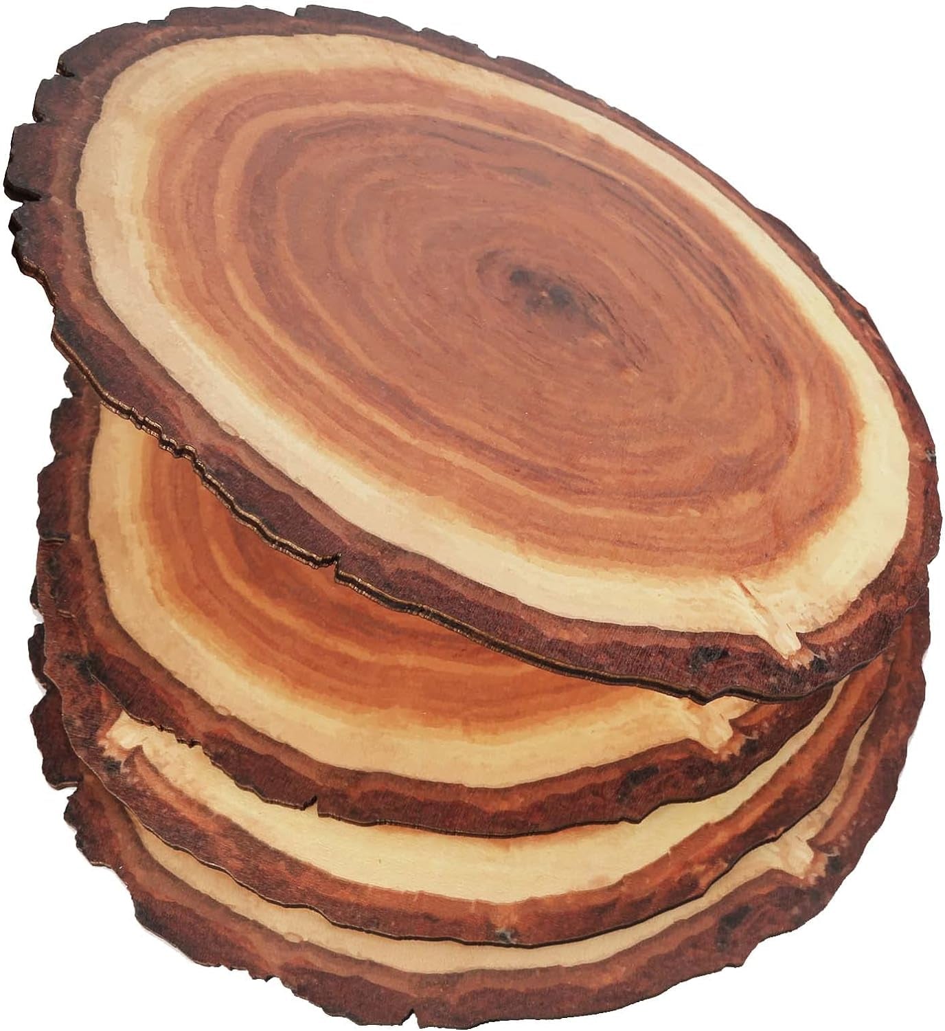 4 Pack 12 Inch X 5MM Artificial Thin UV Printed round Plywood, Imitative Wood Slices Place Mats for Wedding Centerpiece, Table Centerpieces and Other DIY Decoration Projects