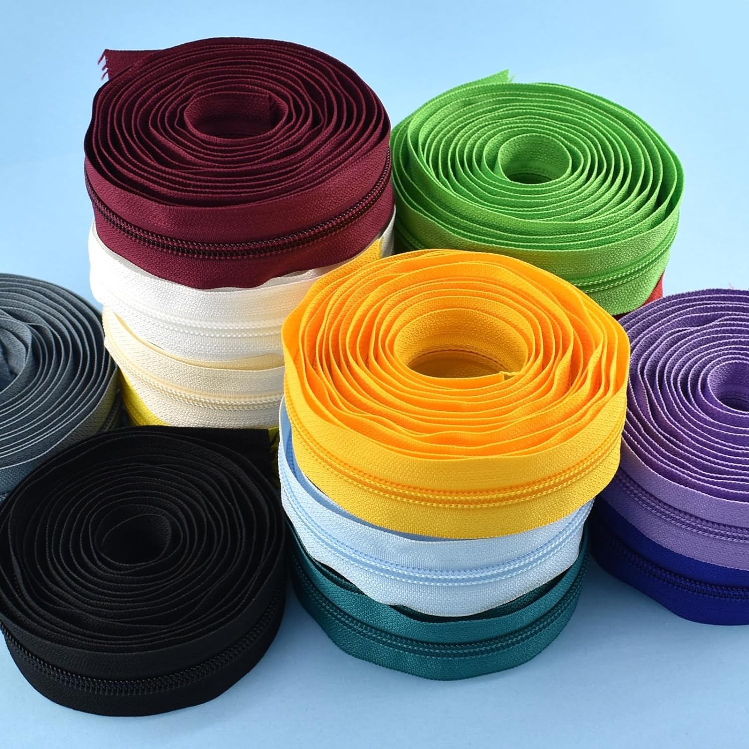 42 Yards 14Pcs Zippers by 5 Nylon Coil in Assorted Colors with 112 Zipper Sliders Pull Head for DIY Tailor Sewing Crafts Supplies, 14 Color