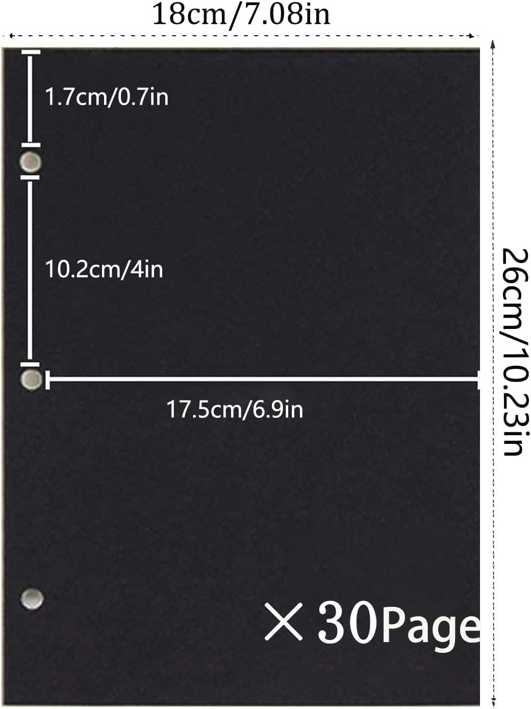 Scrapbook Extra Refill Black Pages, 30 Sheets(60 Pages) Thick Blank Paper 10.24 X 7.1 Inches for  Leather Scrapbook Album 11.02 X 8.3 Inches DIY Memory Scrap Book