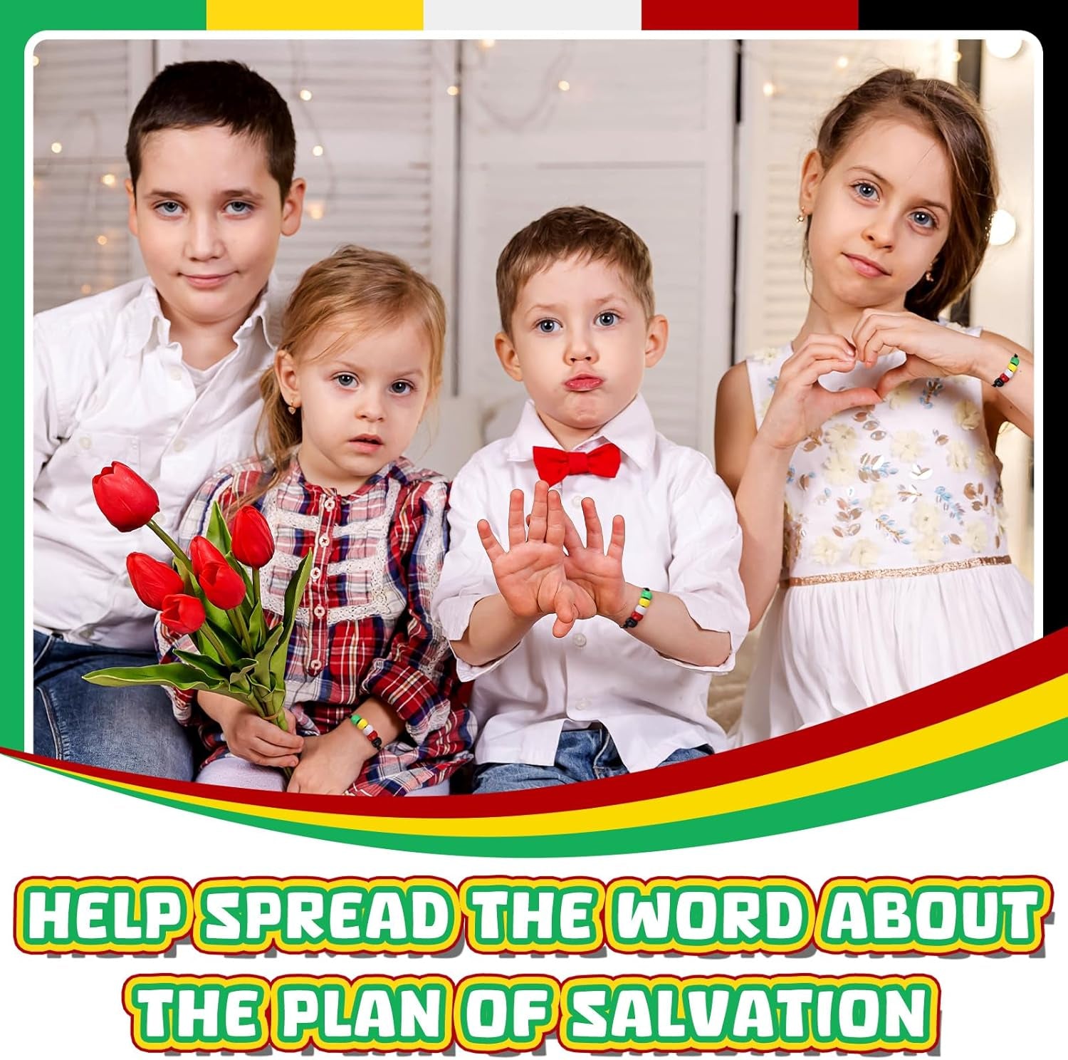 1200 Pcs Plan of Salvation Bracelet Bead Bulk Wordless Faith Bracelet Clear Red Black Green Yellow White Beads with 100 Yards Waxed Cotton Thread Cord Christian Bible Teaching Craft Kits