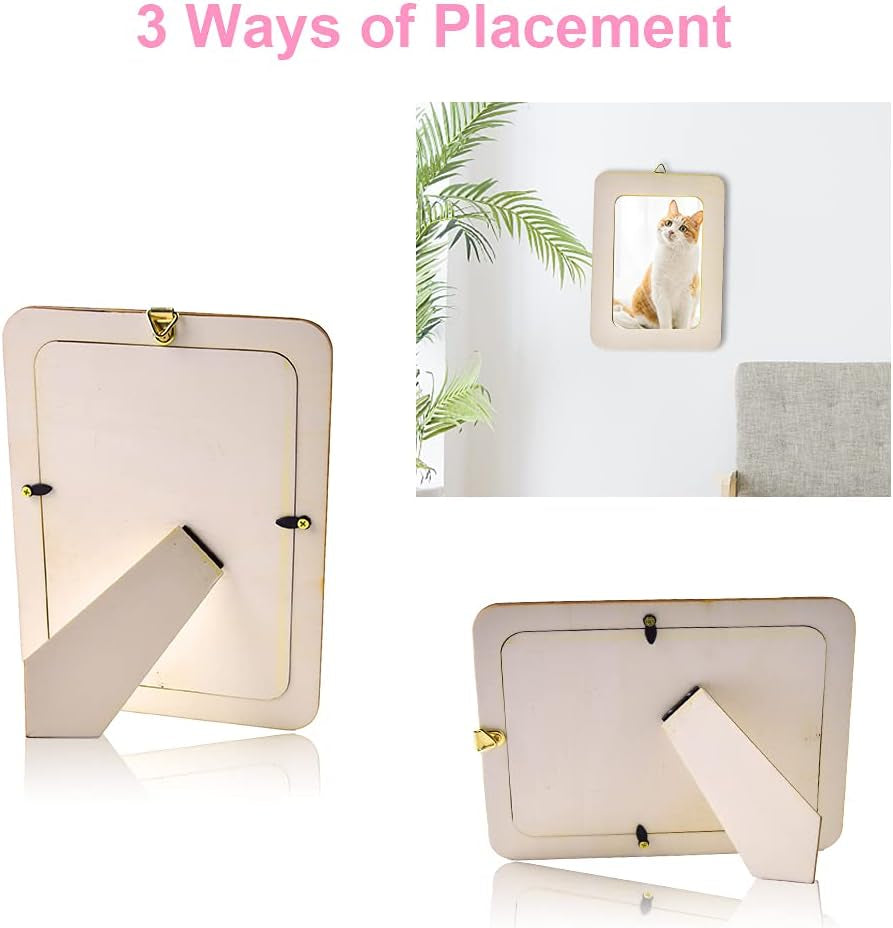 Picture Frame Painting Craft Kit, 5 Packs 6 X 8 Inch DIY Wooden Photo Frames with Stand & Clear Protector, Painting Tools Set, Eva Stickers for Father Day Gift, Kids Craft, Paint and Decorate