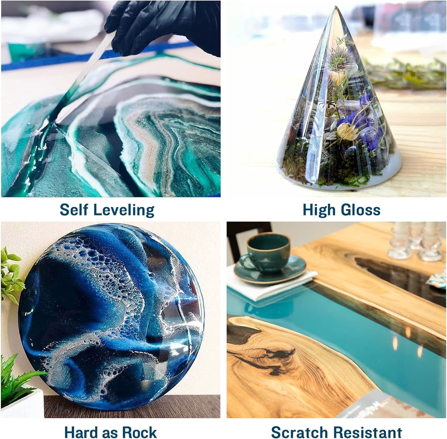 Deep Pour Epoxy Resin, 51Oz Epoxy Resin Kit for 2-4" Pour Depths, Crystal Clear & High Gloss, Bubble-Free Casting Resin for Flower Preservation, River Tables and Mold Crafts - 2:1 Mix Ratio