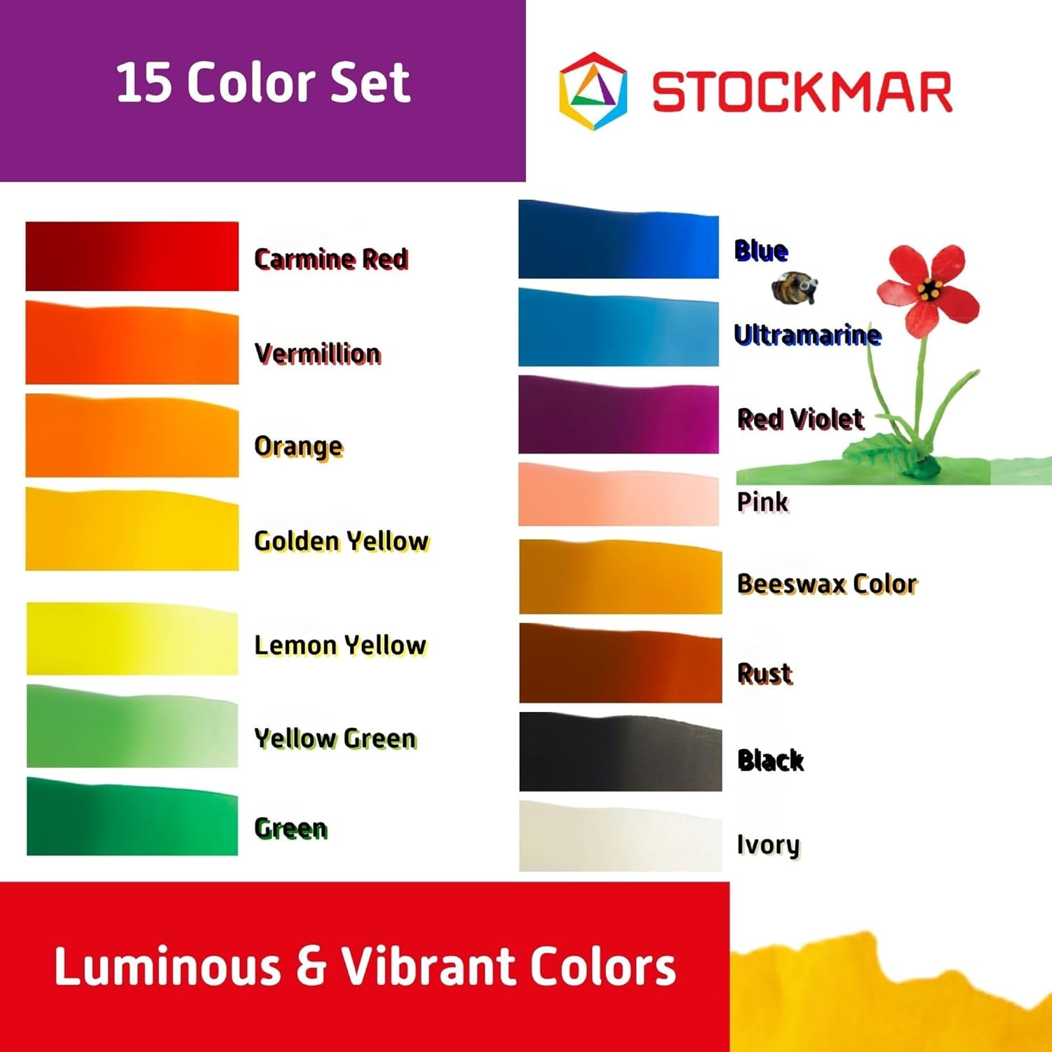 Natural Modelling Beeswax -15 Color Beeswax Sheets Set - for Kids,Toddlers, Artists, Waldorf Organic Art Supplies, Non Toxic Beeswax, Non Drying Beeswax Modeling Wax for Homeschoolers