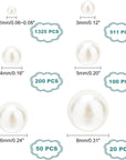 2200Pcs No Holes Pearls, White Pearl Beads Undrilled Imitated Pearl Beads Garment Acrylic Pearls for Crafting Table Scatter Floating Pearls Wedding Decor, 2/3/4/5/6/8Mm