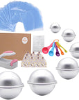 Bath Bomb Mold Set 228 Pieces - 200 Packs Shrink Wrap Bags,12 Pieces of DIY Metal Mould,Spoons,Gift Bags,Mini Heat Sealer (Instruction Included)