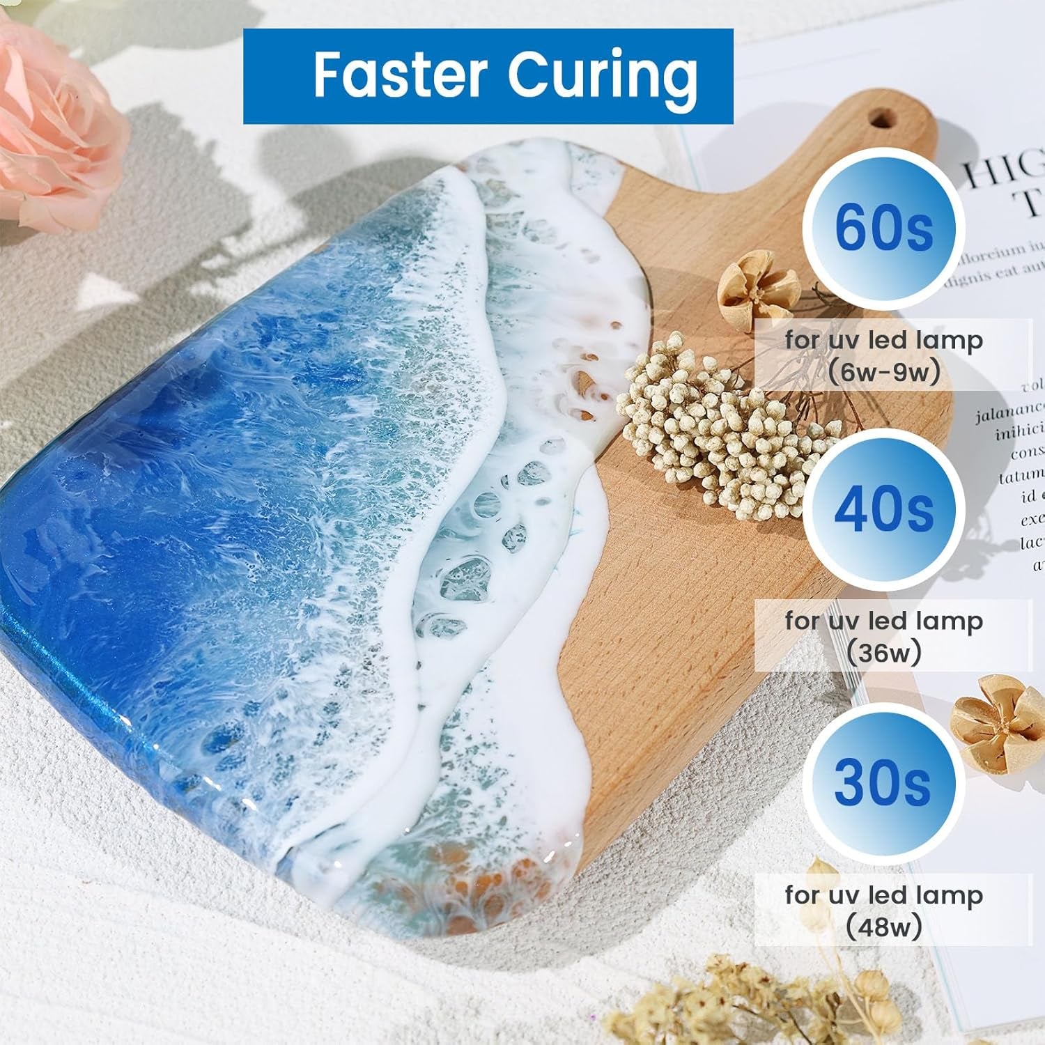 UV Resin Hard, Crystal Clear UV Cure Epoxy Resin Kit Premixed Resina UV Transparent Solar Activated Glue for Jewelry Making Fast Curing 100G with Wooden Stick