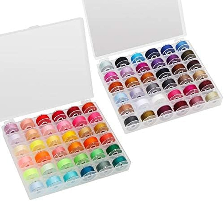 72 Pcs Prewound Bobbins Sewing Threads Standard Size and Assorted Colors Thread Bobbins with Bobbin Case for Brother/Babylock/Janome/Elna/Singer Embroidery Machine (72 Colors)