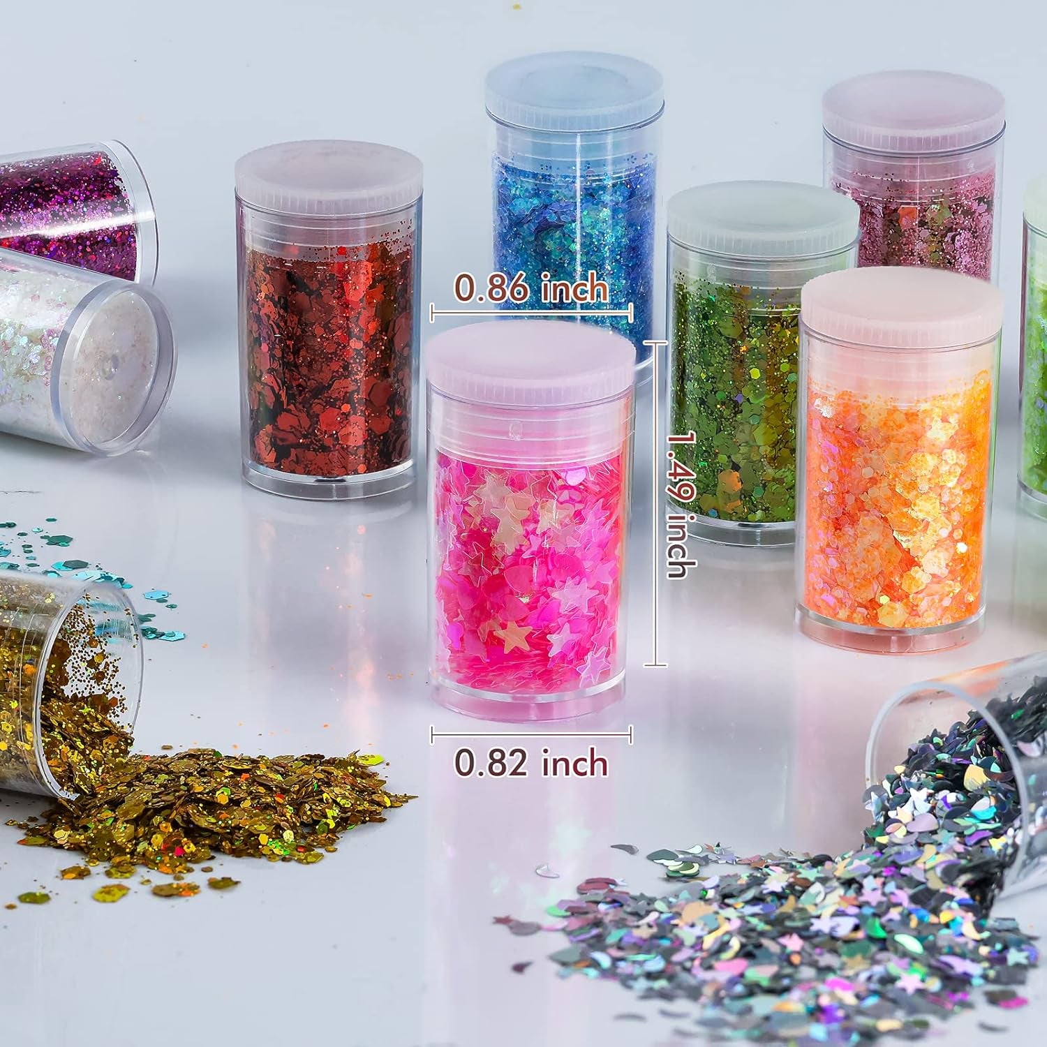 Holographic Chunky and Fine Glitter Mix, 36 Colors Chunky Sequins & Glitter Powder Mix, Iridescent Cosmetic Glitter Flakes for Nail Art Face Body Eye Makeup, Craft Glitter for Epoxy Resin Tumblers
