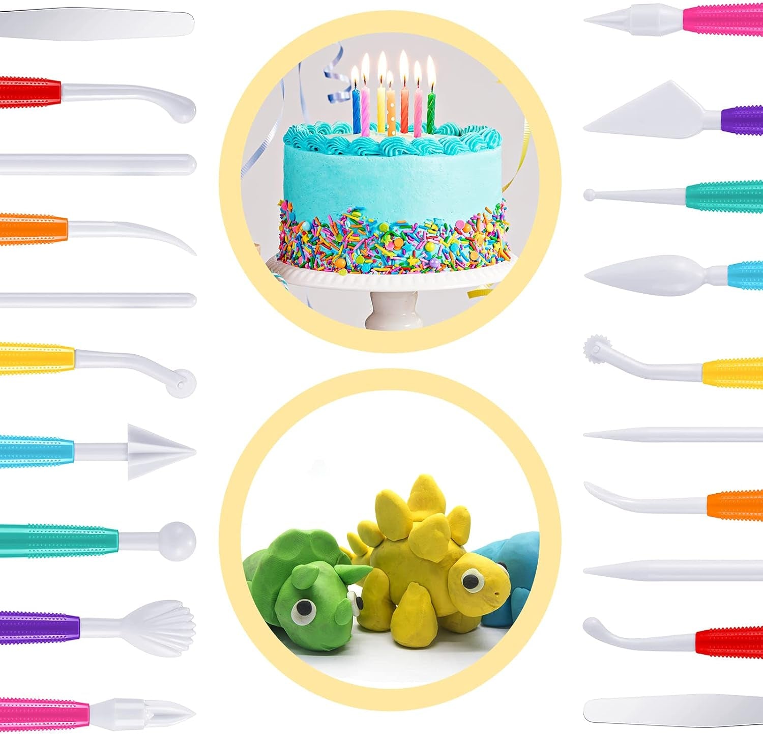 Plastic Clay Tools Clay Sculpting Tools Modeling Clay Tools Double Head Ceramic Pottery Tool Kit Cook Decorating Tools for Crafts DIY Shaping and Sculpting, Assorted Colors(20 Pieces)