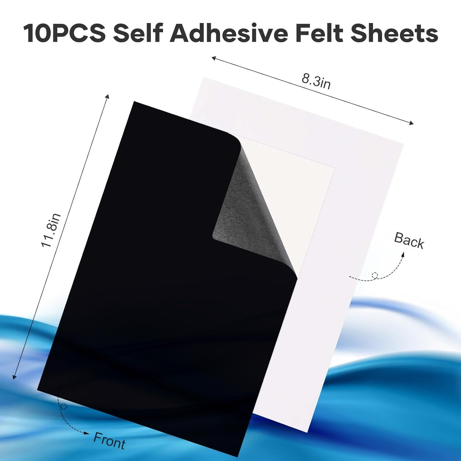Black Felt Fabric - 10Pcs Self Adhesive Felt Sheets with Adhesive Backing, Soft Black Velvet Felt Drawer Liner for Art &amp; Crafts, Jewelry Box Felt Liner(8.3" X 11.8")