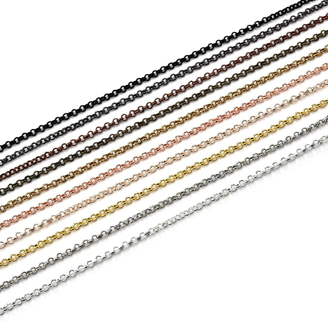 40 Packs 10 Colors Brass Necklace Chains 21 Inch Link Cable Chain Necklace with Lobster Clasps Bulk for Jewelry Making