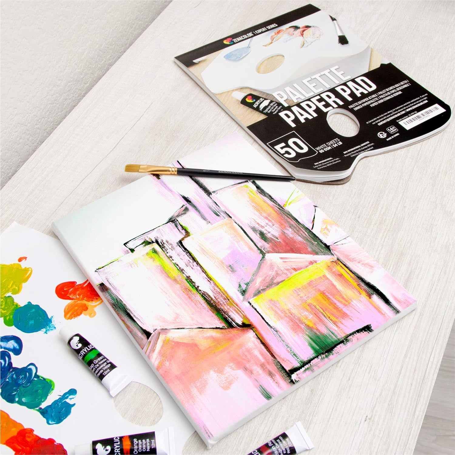 - Paper Palette Pad - 50 Removable and Disposable Sheets for Painters - 80Gsm, 24Lb - Paint Mixing Palette for All Paints (Oil, Acrylic, Watercolor,...)