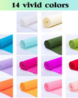 65Pcs Crepe Paper Flower DIY Kits, 14 Rolls Rainbow Colors Crepe Paper Rolls 8Ft Long 10 Inch Wide, 50 Pcs Green Floral Iron Wire and 1 Roll Green Tape for Birthday Party Wedding Festival Ornament
