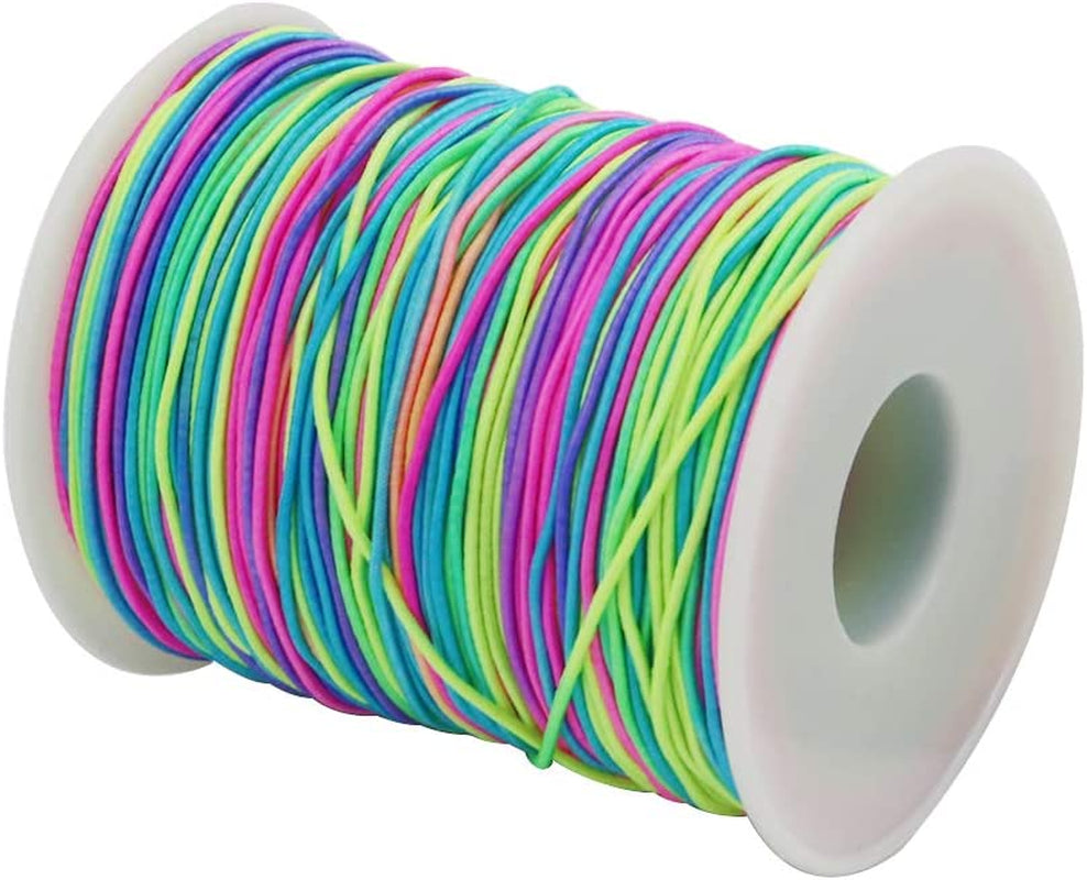 1Mm Elastic String for Bracelets, 328 Feet Rainbow Stretchy Bracelet String Elastic Beading Cord for Bracelets, Necklaces, Jewelry Making, Pony Beads and Crafts