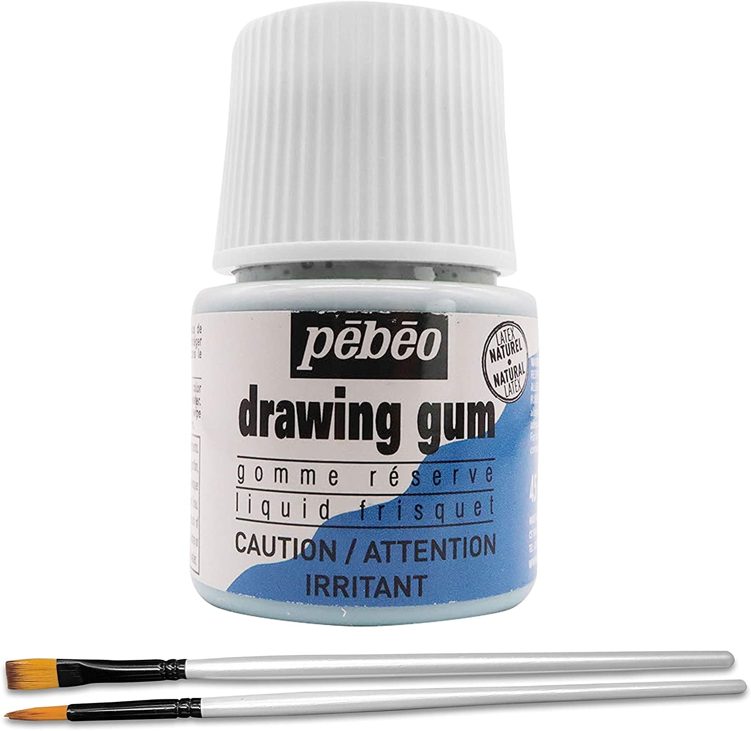 Pebeo Drawing Gum Made in France - Masking Fluid for Watercolor Painting and Various Art Projects - Bundled with  Applicator Brush Set