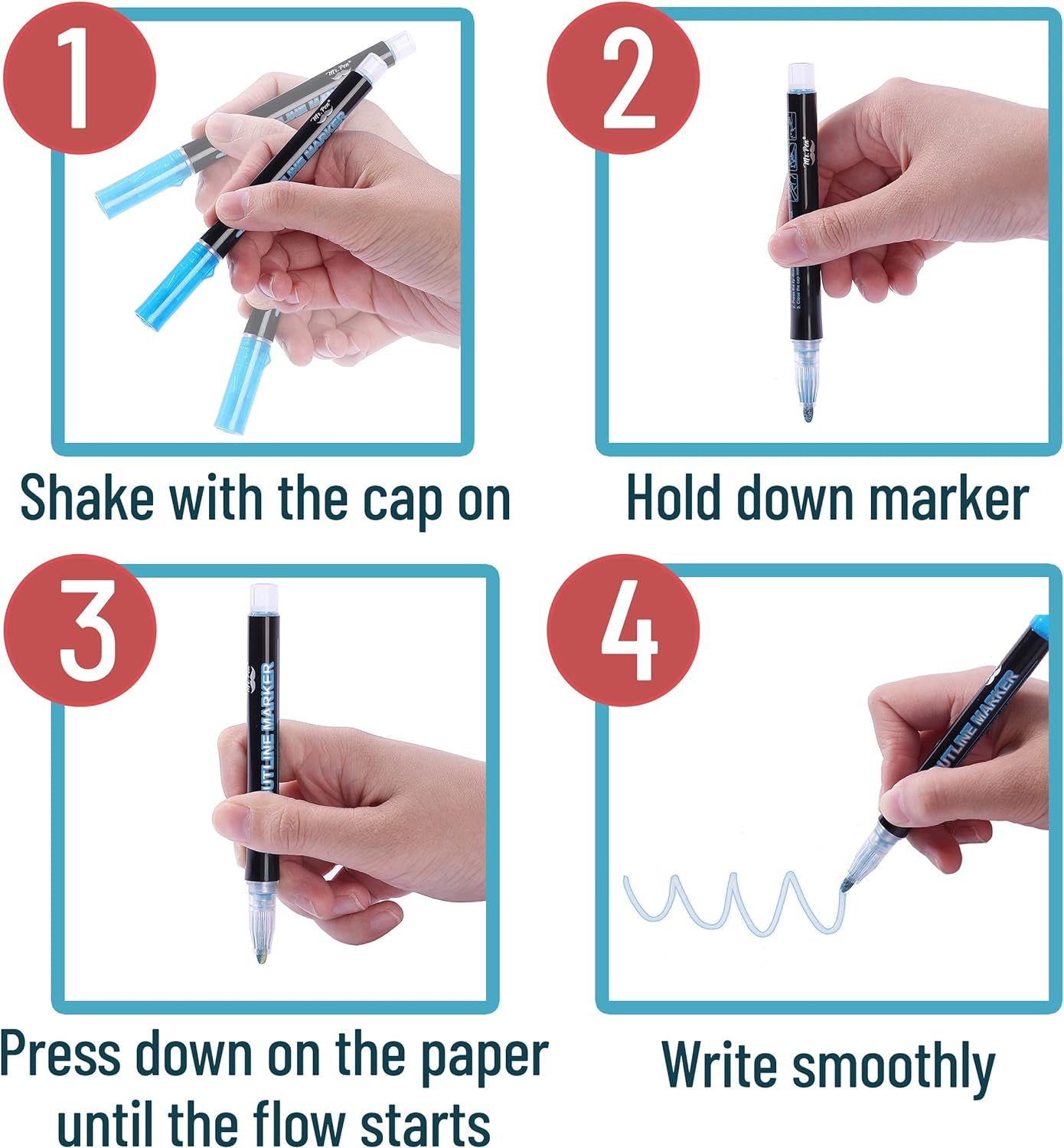 - Double Line Outline Markers, 10 Colors, Shimmer Markers, Self-Outline Metallic Markers, Outline Pens, Craft Pens