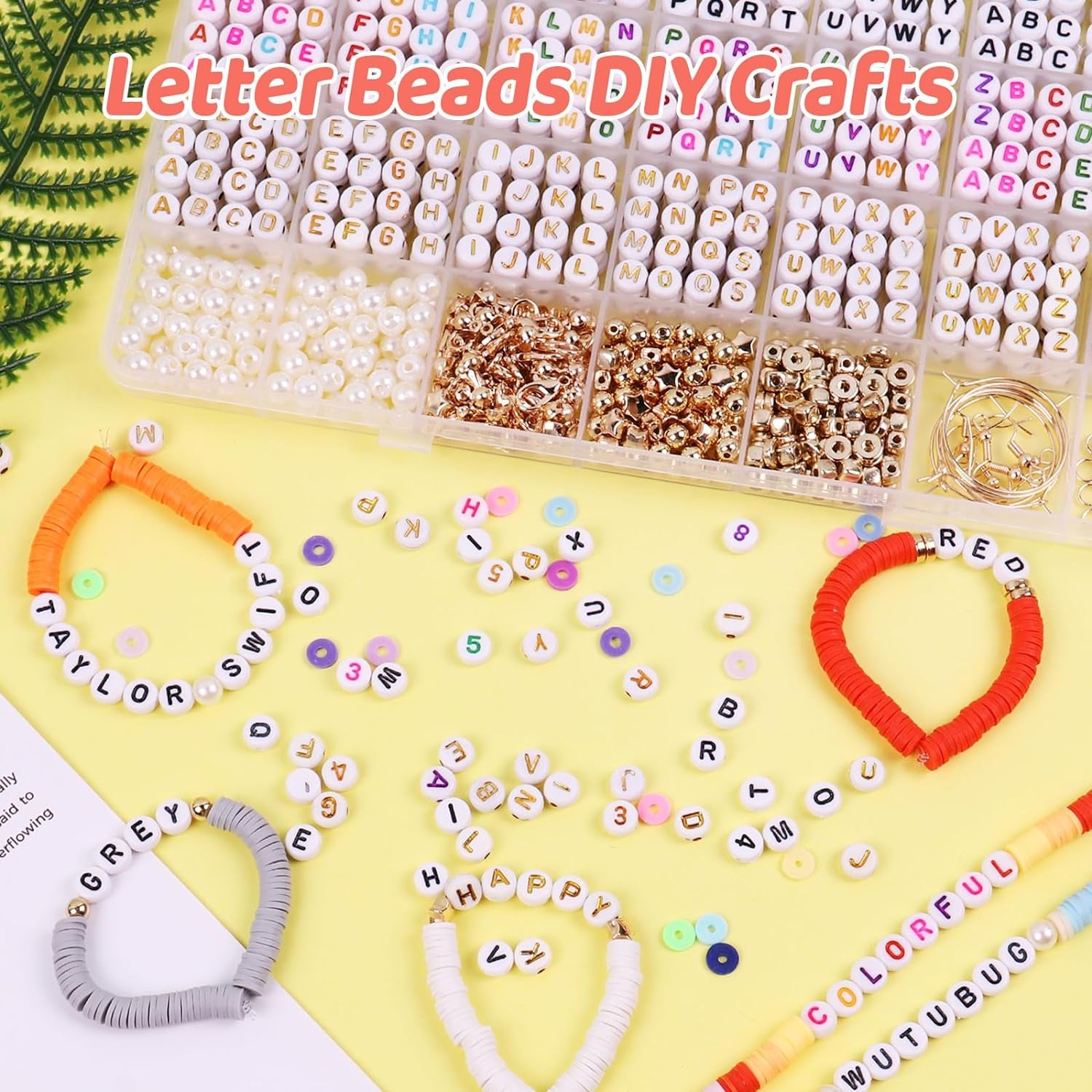 7000 PCS Friendship Bracelet Kit with A-Z Letter Beads, 28 Colors Clay Beads for Bracelets Making Kit with round Alphabet Beads Jewelry Making Kit for Adults