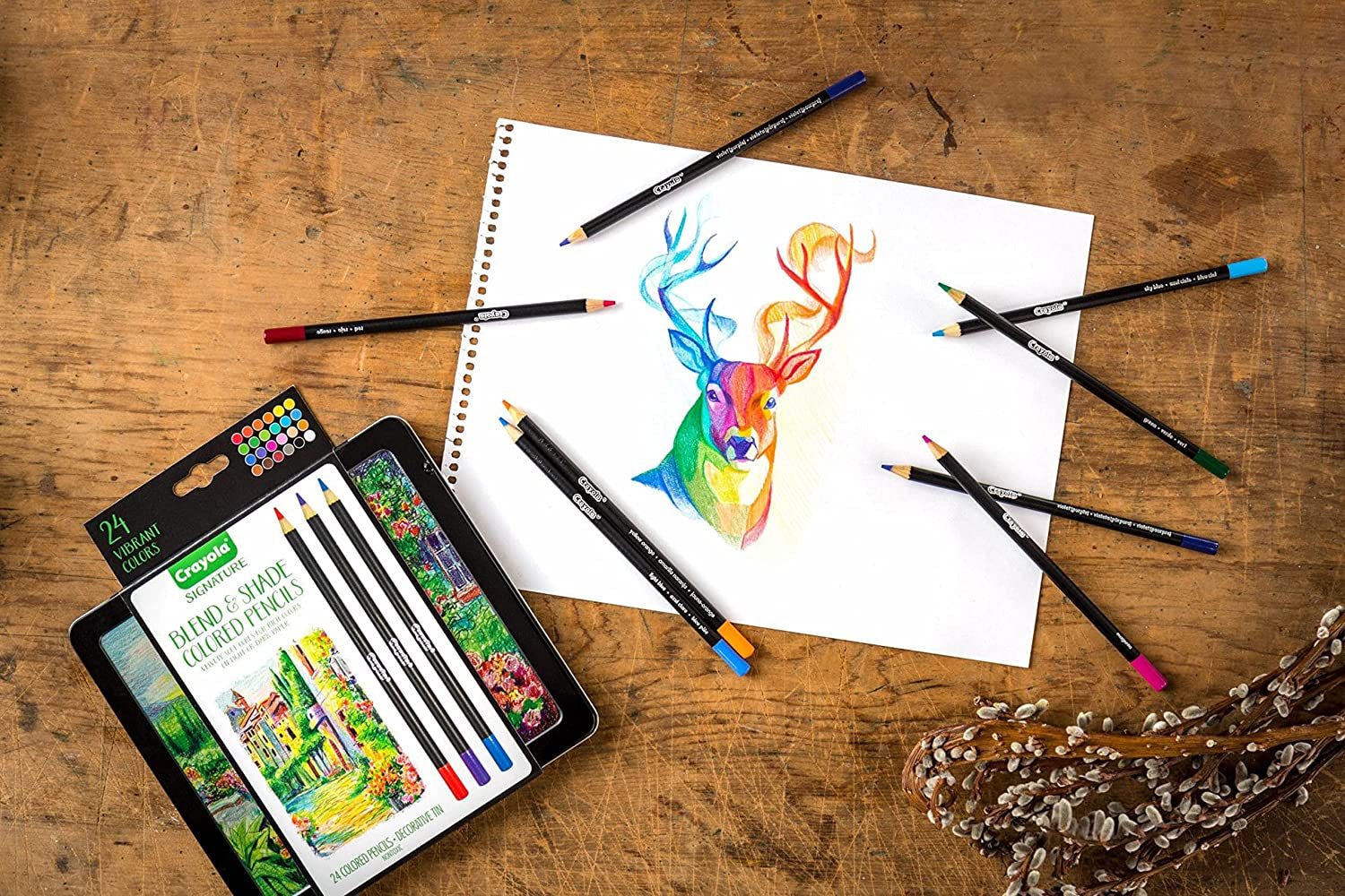 Signature Blend & Shade Soft Core Colored Pencils in Tin, Gift - 24 Count, Blend & Shade Colored Pencils