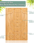 Wooden Bead Boards for Jewelry Making with Box, 16.9 X 11.4” Bamboo Beading Board for Bracelet Necklaces Making, Beginners Bead Design Board Measuring Beads Tray